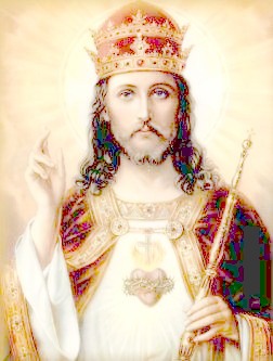  The Sacred Heart is shown wounded, encircled by a crown of thorns, surmounted by a Cross, and aflame 	      with love for mankind. This symbol springs from the vision of the Sacred Heart had by St. Margaret Mary Alacoque.